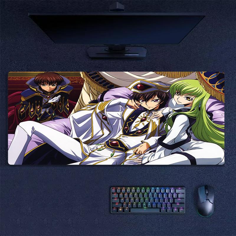 Code Geass All Main Characters Group Anime Mouse Pad, Glow Background Large Gaming Desk Mat for Game Room