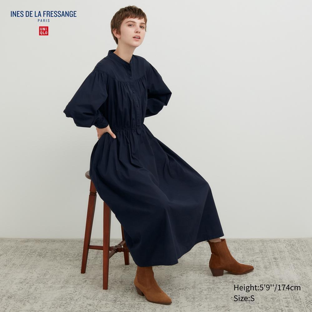 

UNIQLO Длинное платье из хлопкового твила с объемными рукавами INES DE LA FRESANGE