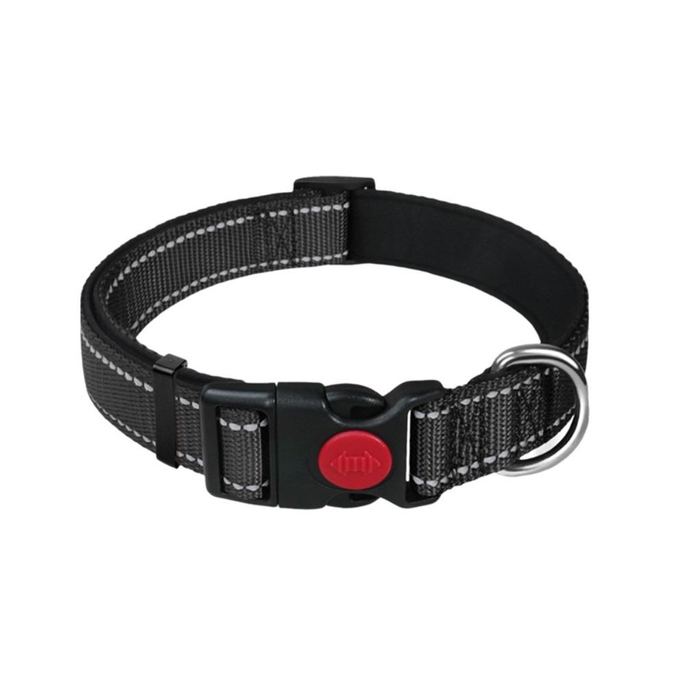 Durable Adjustable Reflective Dog Collar Nylon Safety Buckle Pet Safety Collar Soft Breathable Pet Neck Strap Outdoor