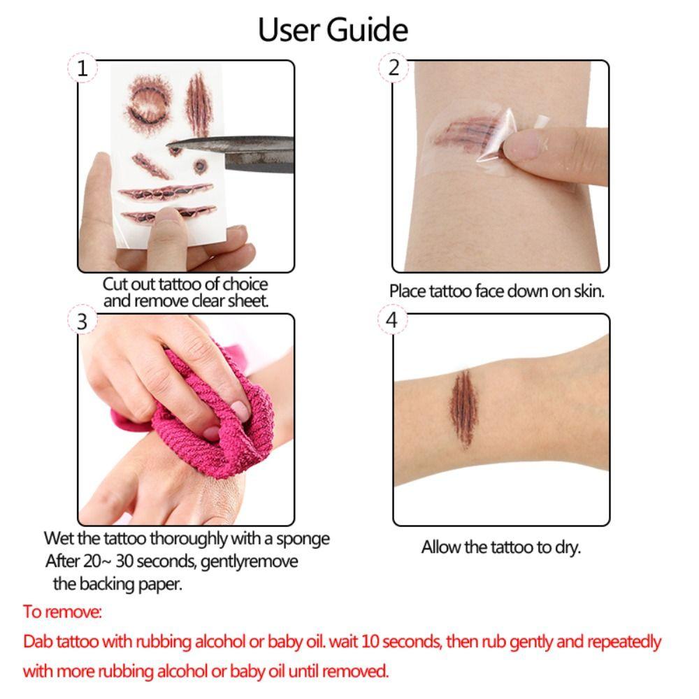 Fake Tatto Halloween Horror Tattoo Stickers Waterproof Big Mouth Face Sticker   Festival Carnival