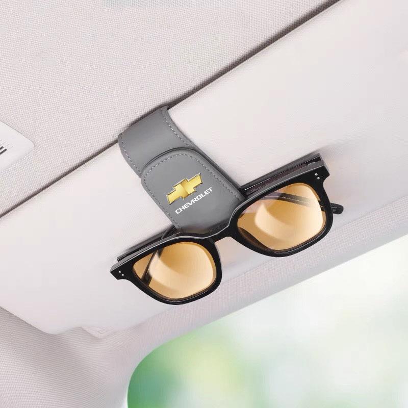 Car Sunglasses Holder Leather Eyeglasses Hanger Sun Visor Glasses Clip For Chevrolet Colorado Cruze Spark Captiva Malibu Trax