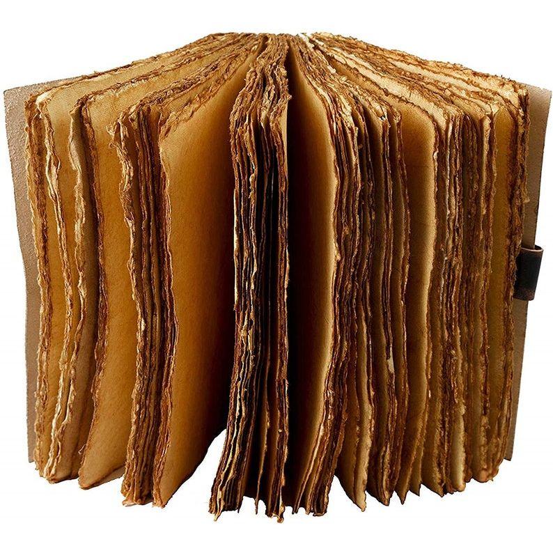 Vintage look- Leather Notebook, Genuine Leather-bound Journal, Leather Notebook Vintage look Paper, Book of Shadow Vintage look Deckle Edge