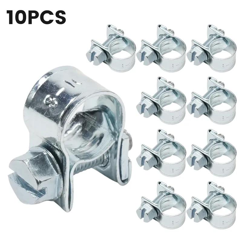 

10x Hose Clamp Carbon Small Fuel Pipe Diesel Pipe Jubilee Hose Clamp Steel Galvanized 8-20mm For Fixing Hose Pipe Cable 8mm-10mm