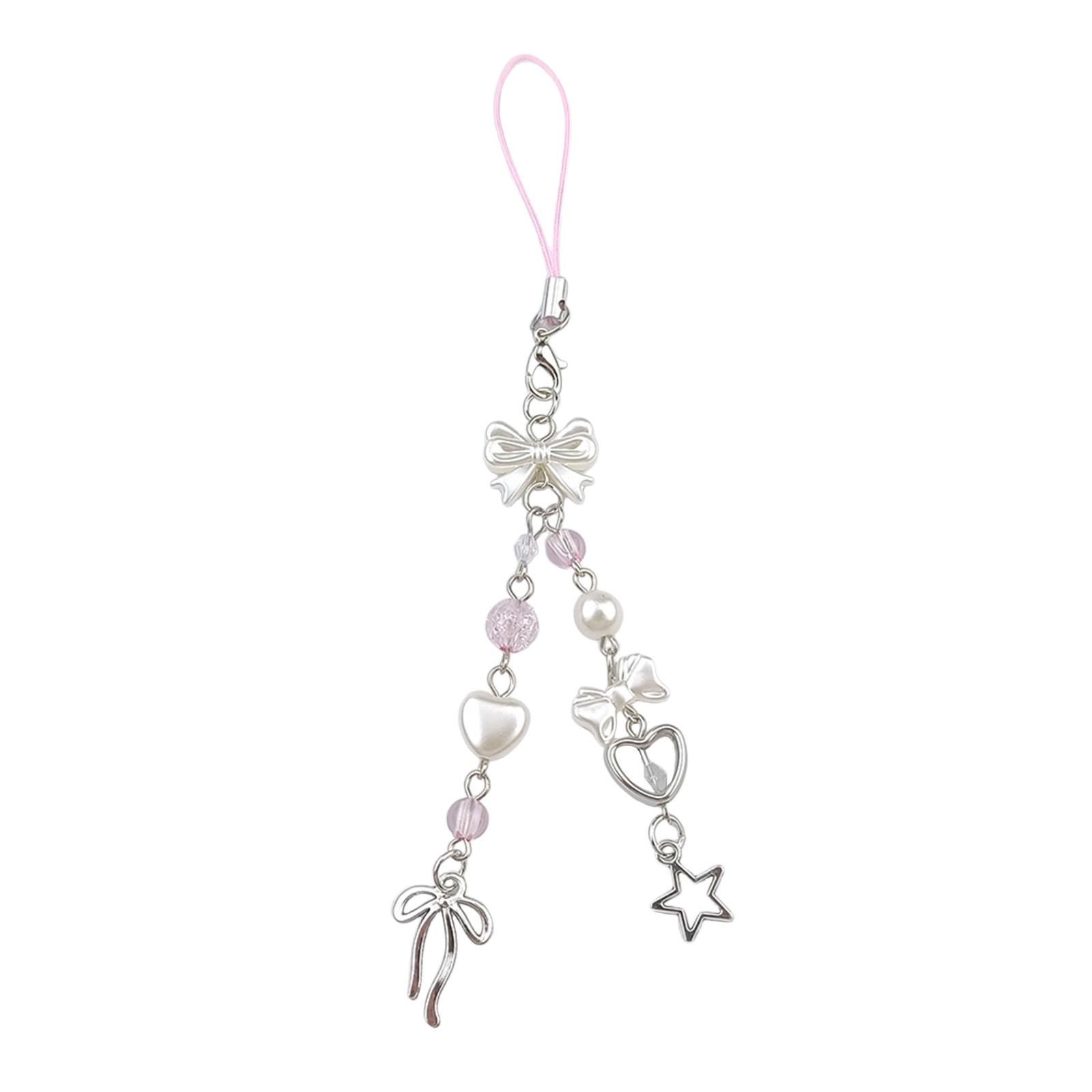Cute Bow Heart Keychain, Women s Bag Charm Key Chain, Suitable For Wallets And Handbags, Heart-shaped Keychain Accessory. One Size