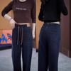 Jeans Women's Autumn and Winter, Velvet Wide-leg Soft Casual New Straight-leg Pants High-waisted Casual Wide Pants Slim and Thin