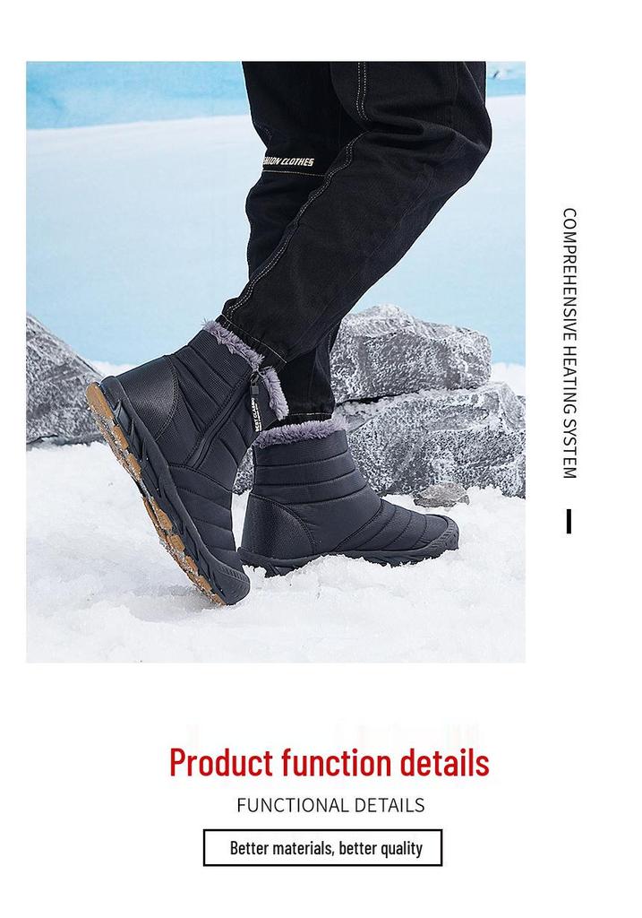 Unisex Mid-Top Waterproof Winter Snow Boots with Anti-Slip Sole and Plush Lining