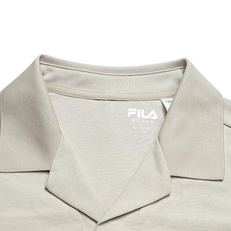Fila Milano Series Fashion Classic Retro Casual Versatile Comfortable Knitted Loose Short Sleeve Polo Shirt Men Tops Feather-Gray F11M625136FGY