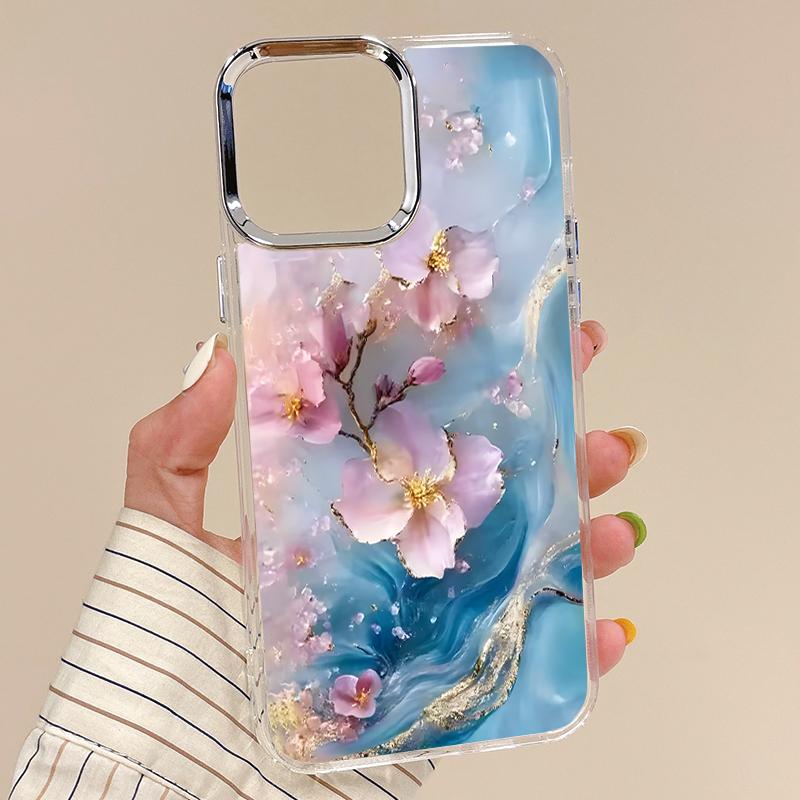 Golden Marble Pattern Phone Case For iPhone 17 Pro Max Plating Lens Frame Clear Soft Cover For iPhone 16 15 14 13 Pro Max 11 16E 17E