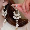 Sea Blue Cluster Silver Needle Flower Earrings: Summer Vacation Luxury