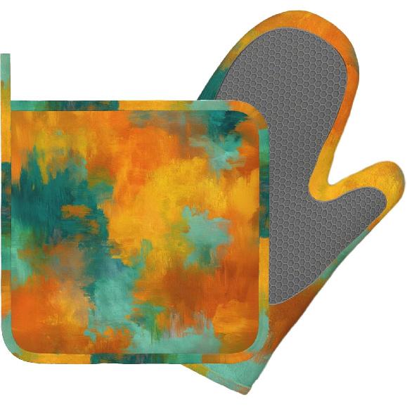 Day of The Dead Oven Mitt and Pot Holder with Silicone Heat Resistant Kitchen for Cooking BBQ Baking Grilling Cooking Protection