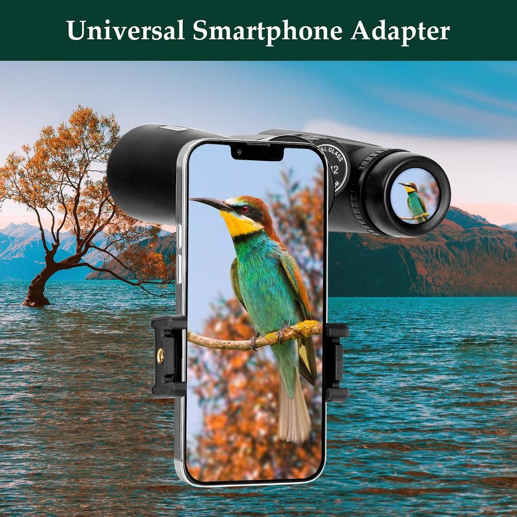 Adorrgon 12x42 HD Binoculars for Adults High Powered with Phone Adapter, Tripod and Tripod Adapter - Large View Binoculars with Clear Low Light