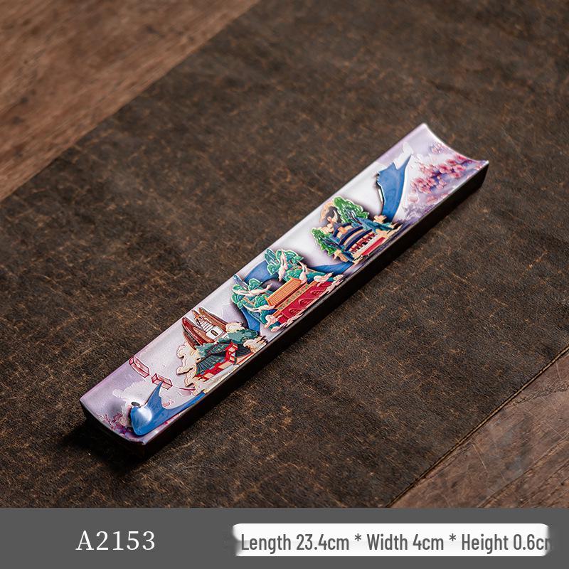 Guochao River & Mountain Ceramic Incense Holder - Retro Incense Stick Tray for Indoor Use