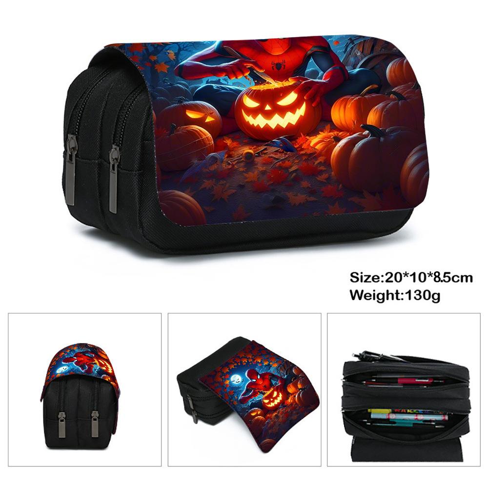 Spider-Man Double Oxford Cloth Pencil Bag Simple Large Capacity Double Pull Pencil Bag Primary School Student Portable Zipper Stationery Bag