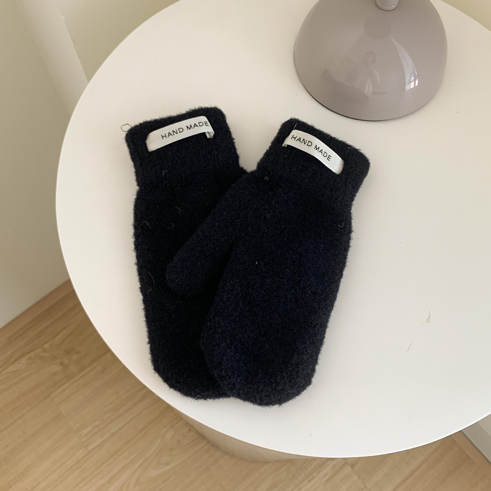 

Женские зимние плюшевые теплые перчатки с полными пальцами, милые, в корейском стиле, для улицы, для велоспорта, теплые, от холода, эластичные, осенние