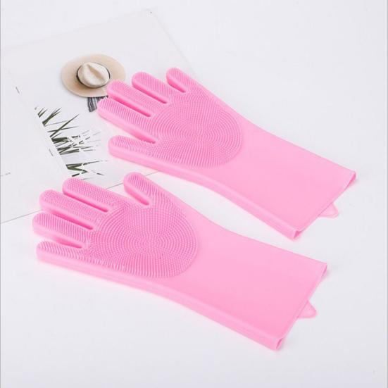 Pet Grooming Gloves Heat Resistant Silicone Dog Washing Gloves with High-Density Teeth Five Finger Design Cat Hair Remover for Massaging Bathing
