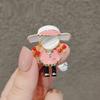 New Geometry Zircon Drop Glazed Bow Double Braided Little Girl Brooch Unique Fashion Versatile Cartoon Character Jewelry Gift