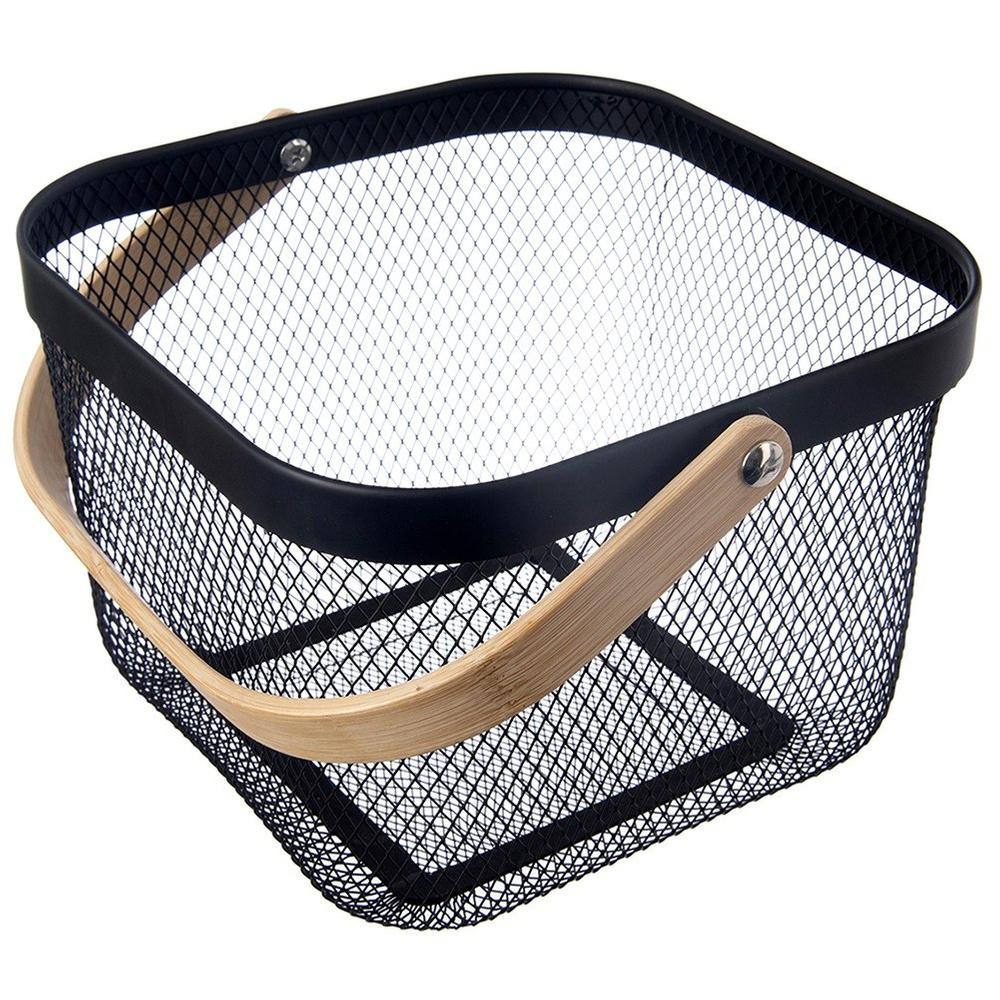 Koszyk na Owoce Warzywa Kosz Metalowy Czarny Kuchenny do Przechowywania