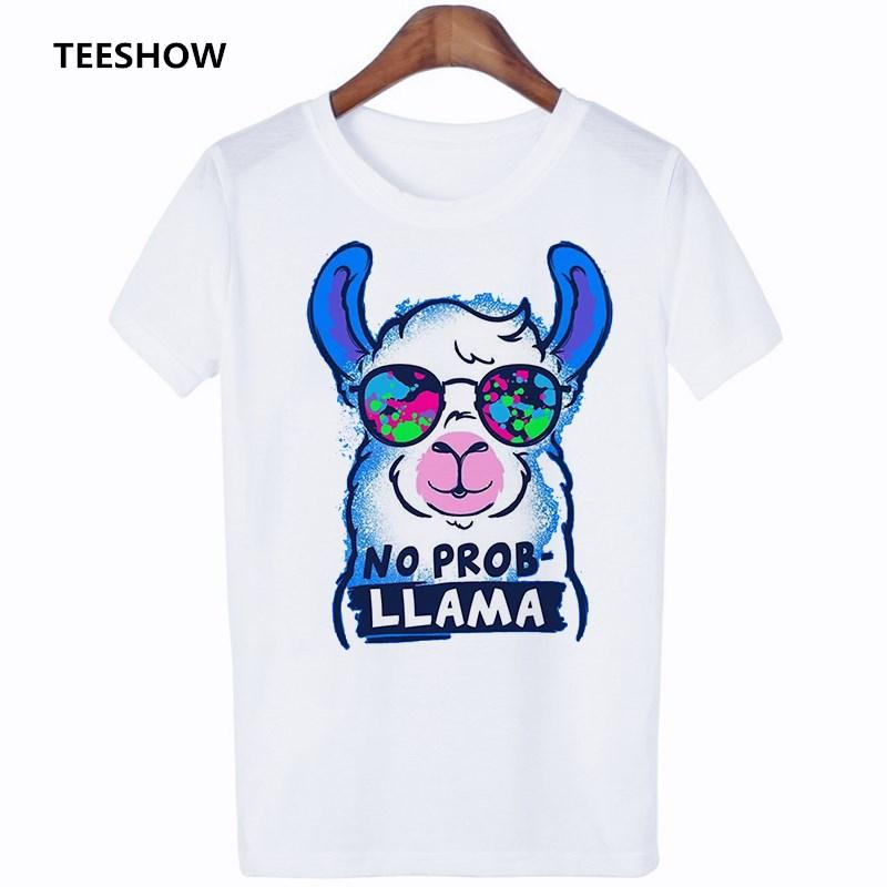 Camisas Mujer Fashion No Prob Llama Fun T Shirt Leisure Ropa Mujer Streetwear Tshirt Lovely Alpaca Female Summer Tshirt
