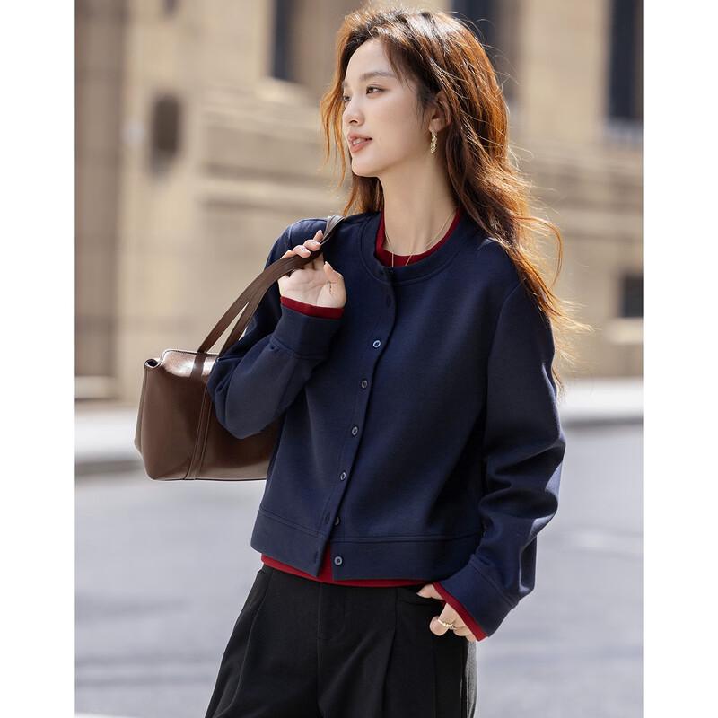 Demana Women's Colorblock Faux Two-Piece Stand-Collar Sweatshirt