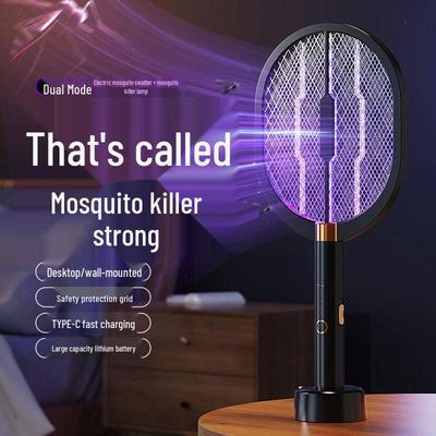 Rechargeable 3-in-1 Electric Mosquito Swatter & Killer Lamp with Purple Light for Indoor Use