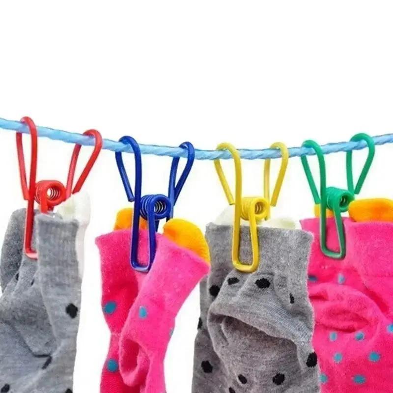 Convenient 10Pcs Multi-colorful PVC Clip Practical Hanging Clothes And Socks Tongs Suitable Household Kitchen Food Bag Clips