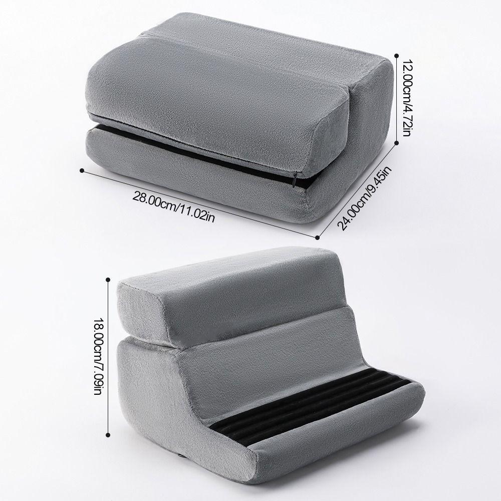 Portable 4 Angles Tablet Pillow Stand Adjustable with Pockets E-reader Reading Pillow Cushion Comfortable Reading Holder Travel