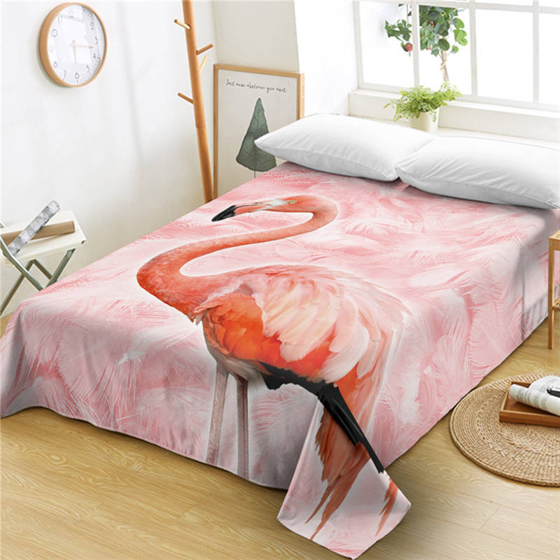 Rosa Flamingos Spannbettlaken 3D Tier Bettlaken Wildtier Bettwäsche King Queen Size Polyester Bettlaken Aquarell Bettdecke