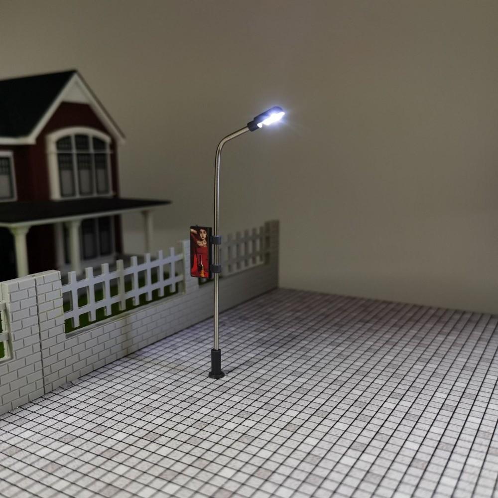 5pcs 1:100/150/200 Miniature Street Lamp Model Stainless Steel Model Making Led Light