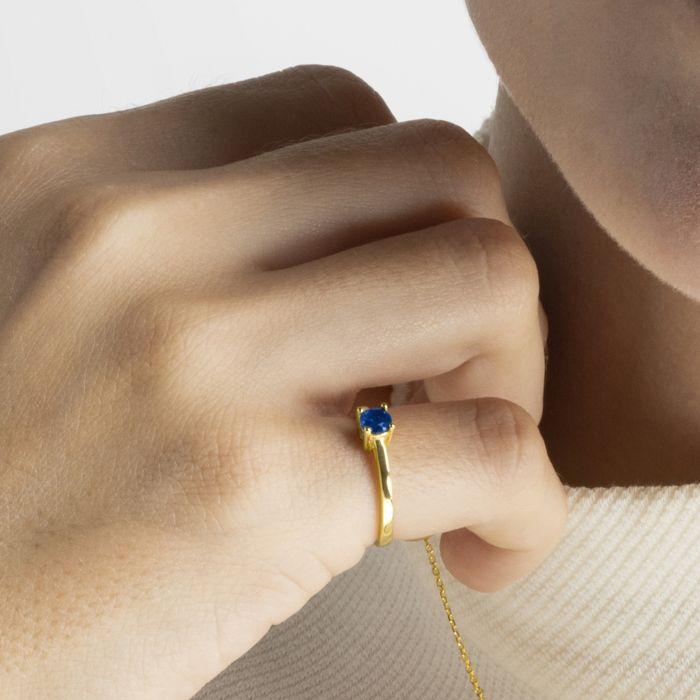 Bague Luxenter en argent 925 avec quartz hydrothermal Lapislazuli et or jaune 18 carats - Otieno