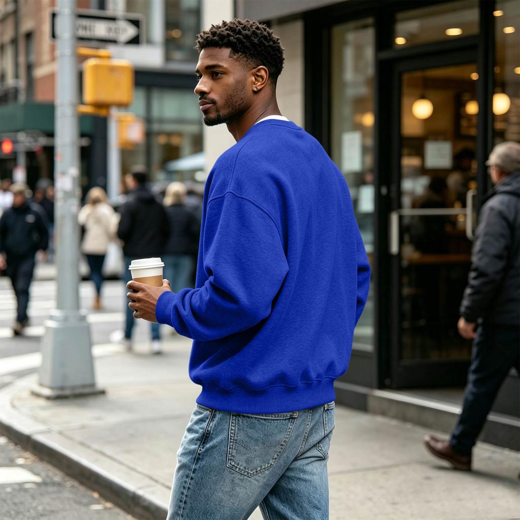 Men's Neck Long Sleeve Loose Fit Sweatshirt for Casual Daily Wear