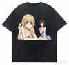 Stylish Washed Black "Hanasaku Iroha" Ohana Matsumae Anime Casual Cotton Short-Sleeve T-Shirt