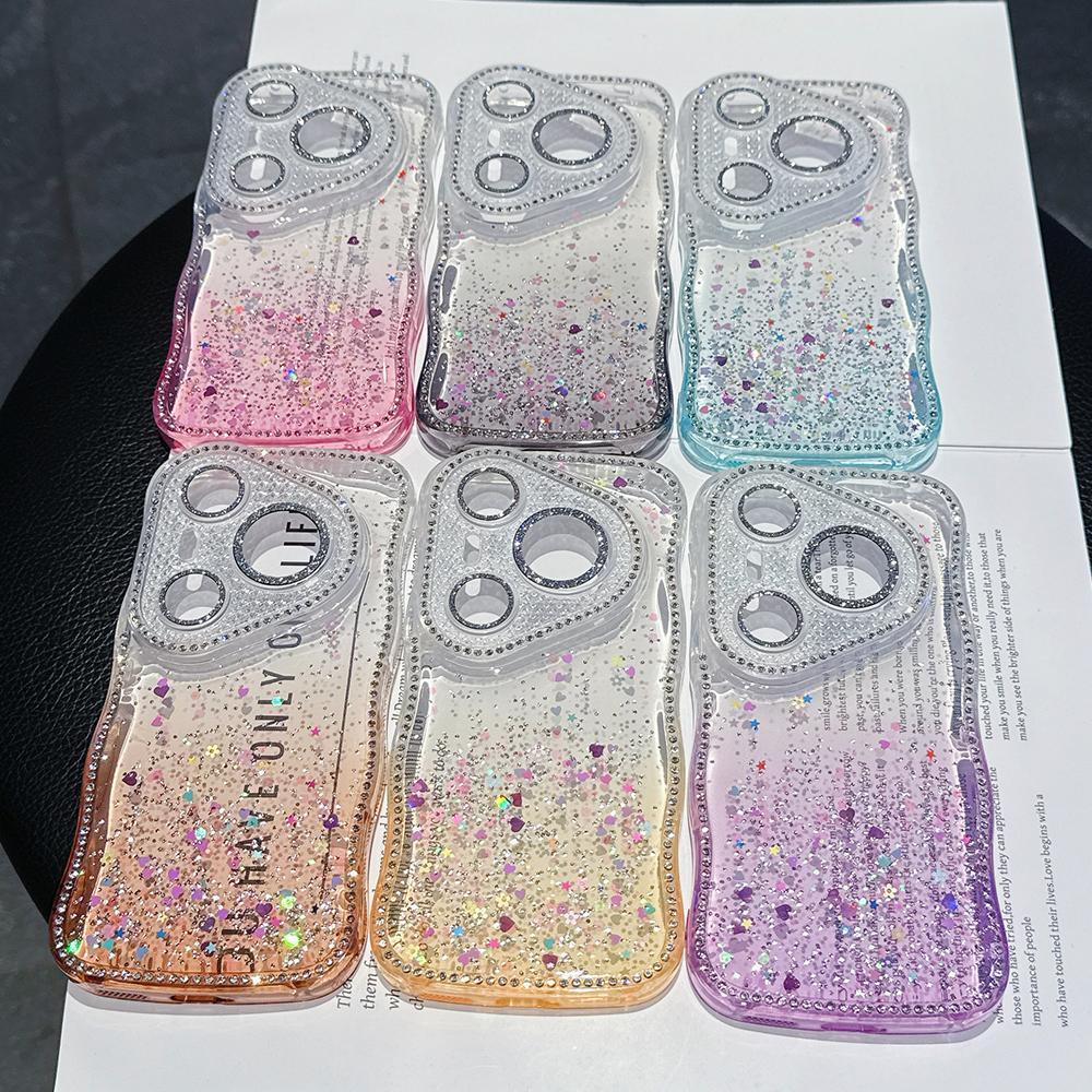KEYSION Gradient Transparent Glitter Jewelle Phone Case for Huawei Pura 70 80 Pro 70 Ultra Lens Protector Shockproof Back Cover