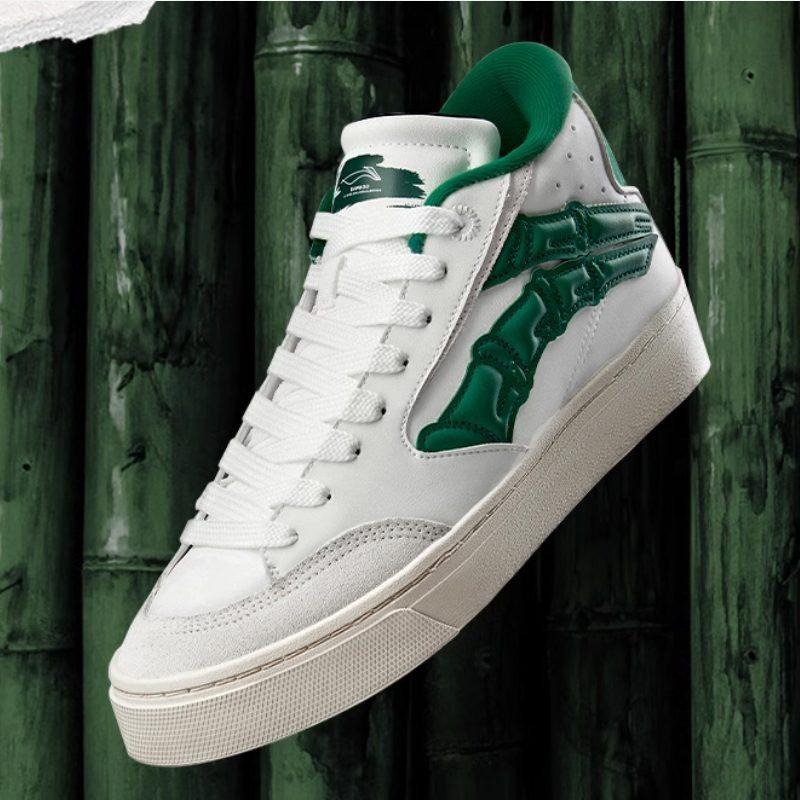 1807 X Li Ning Do Not Enter The River Skateboard Shoes Women's Mid Top White/Green AECS032-2