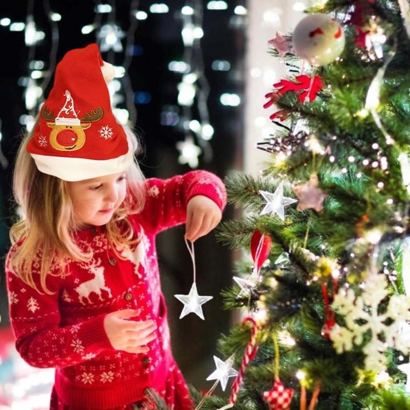 10pcs Exquisite Christmas Hat, Santa Hat Holiday Hat for Unisex Adults Festival Party Hat Plush Santa Hat Red Hat