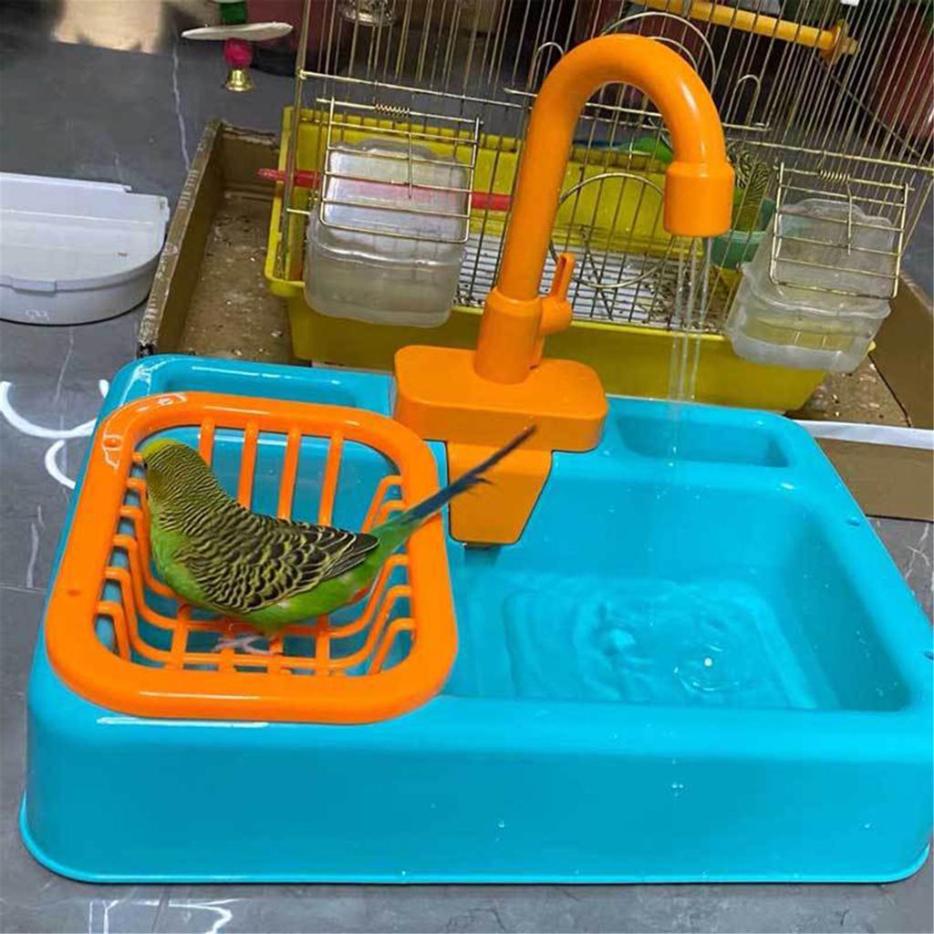 Bird Bath Tub Parrot Automatic Bathtub with Faucet Bird Shower Bathing Tub Bird Feeder Bowl Parrot Automatic Bathtub Pool Supply