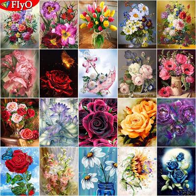 Diamant-Malerei-Set, Blumen, 5D-Diamant-Stickerei, Pflanzenbilder von Strasssteinen, Mosaik, Kreuzstich, Wandkunst