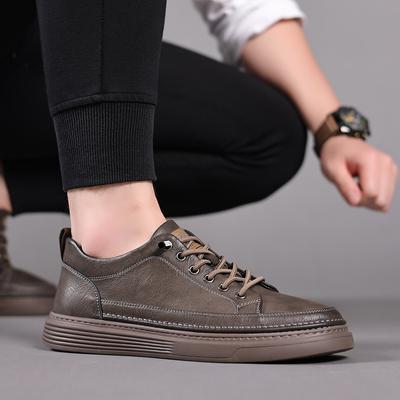Modische Leder-Freizeitschuhe für Herren, Allround-Talent, Outdoor, Tenis Masculino, Rutschfeste Lederschulschuhe, Schnürung, Klassische Herren-Sneaker