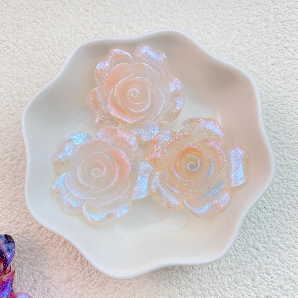 

5Pcs New Cute Resin Sparkling Roses Series Flat Back Parts Embellishments For Hair Bows Accessories