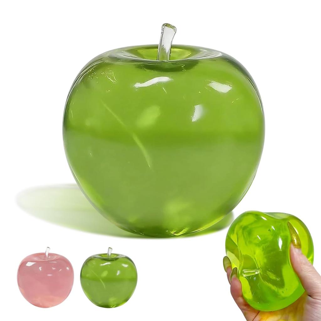 Bola Anti-Stress Squishy em Forma de Maçã, Brinquedo Fidget Semi-Transparente de Subida Lenta, Brinquedo de Apertar Fruta Não Grudento para Alívio da Ansiedade, Presente Sensorial de Bolso para Mesa