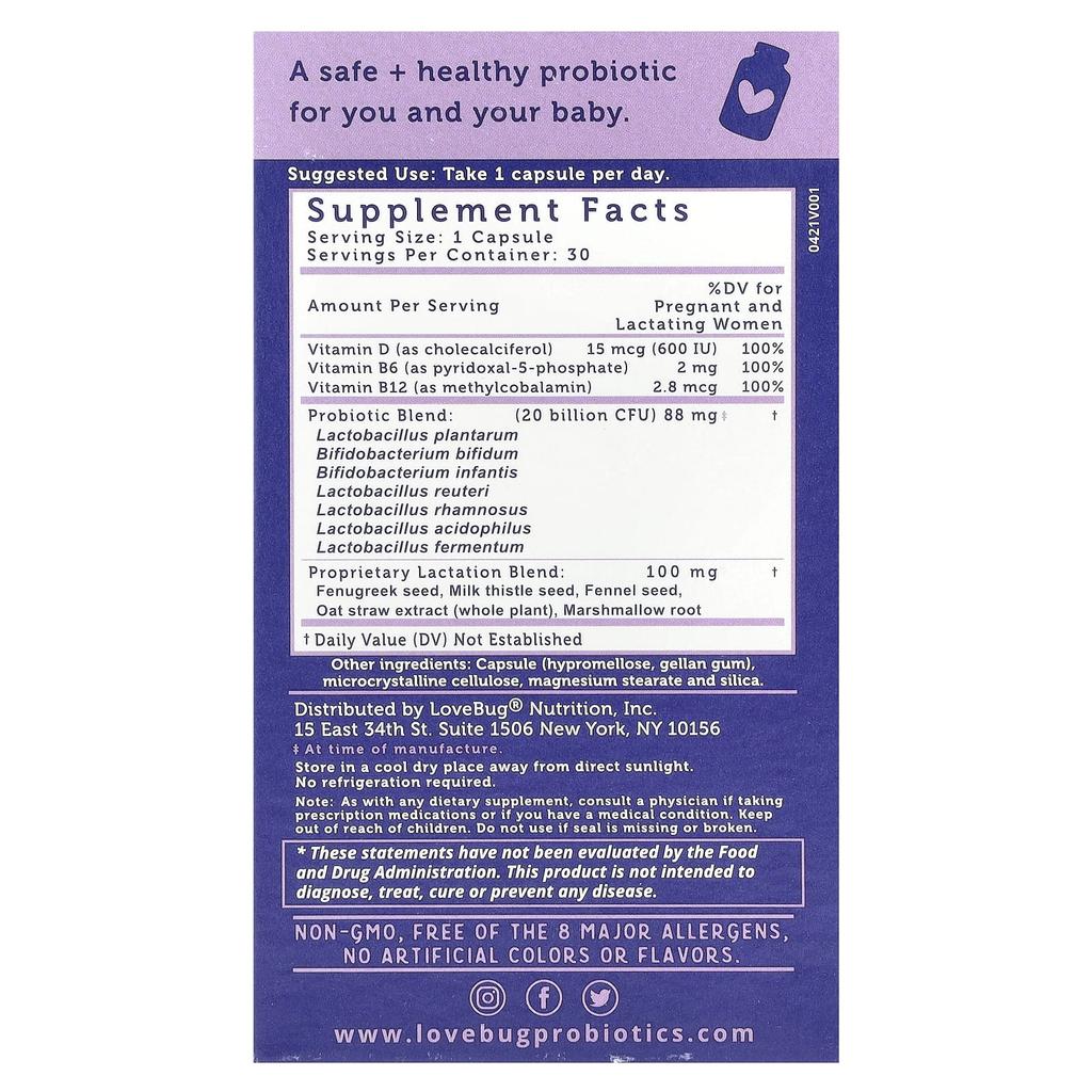 Probiotic for postpartum women, 20 billion cfu, 30