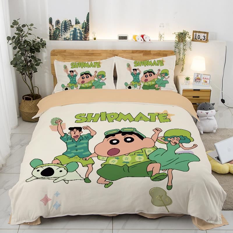 New Style C-Crayon Shin-Chan Bedding Sets Shin-Chan Duvet Cover Bed Set Quilt Cover Pillowcase Kids Adult Single/Double/Queen