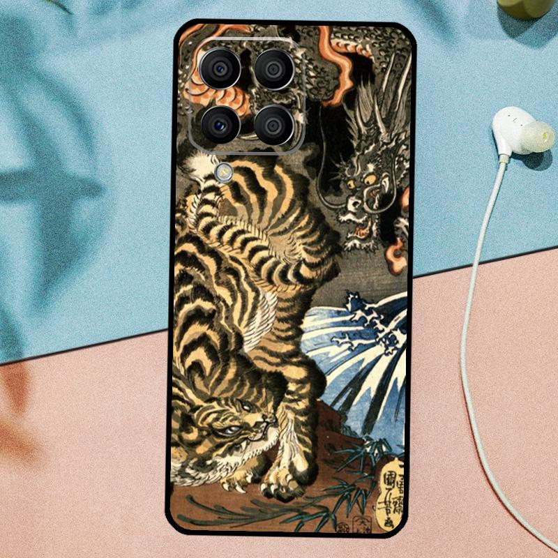 Japanese ukiyo-e Art Panther Tiger For Samsung Galaxy M33 M35 M55 M15 M12 M13 M14 M34 M54 M53 M21 M31 M11 M32 M52 M06 M16 Case