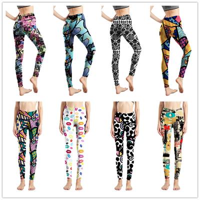 Damskie spodnie do jogi w kwiaty, wysokie, elastyczne, obcisłe rajstopy w jednym rozmiarze