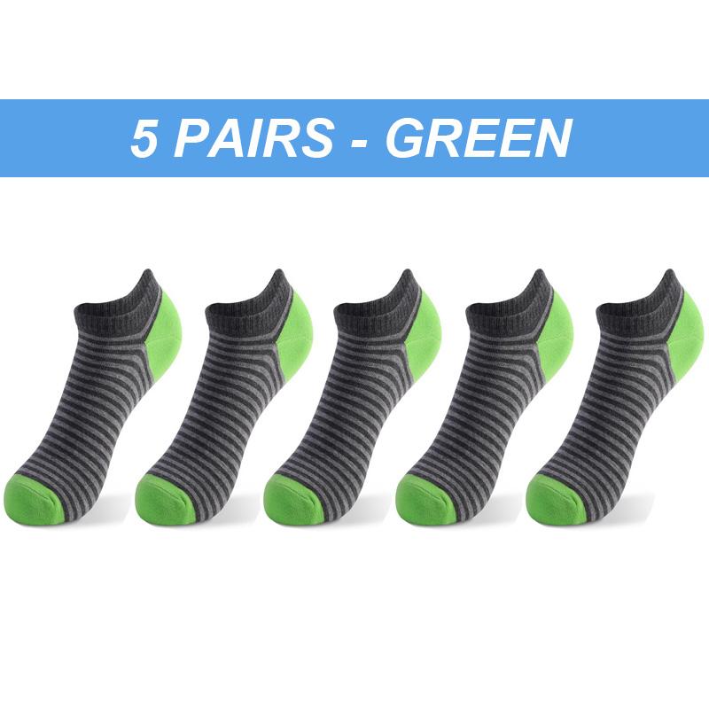 

Мужские носки высокого качества, 5 пар, большие размеры, весна-лето, спортивные дышащие полосатые лоскутные носки-лодочки, подарки для мужчин Meias EUR38-46 зелёный