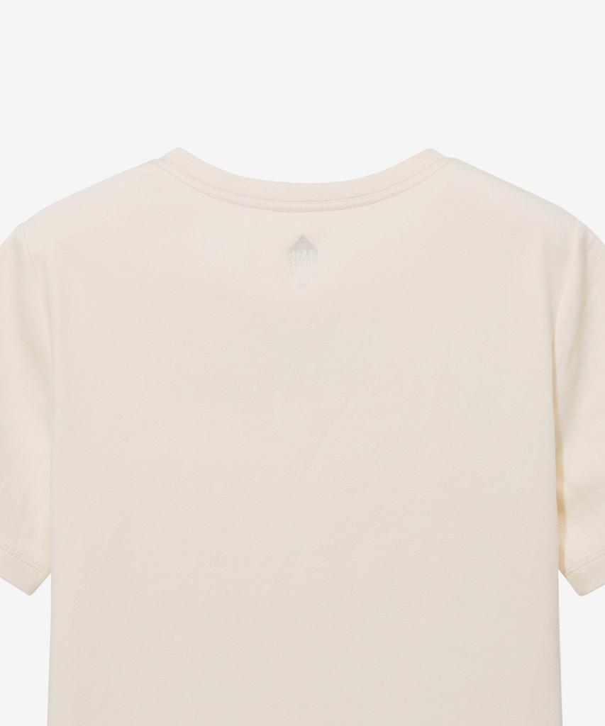 BASIC HOUSE Women'S Premium 40-Count Round Neck Short Sleeve T-Shirt Cream Lats0211