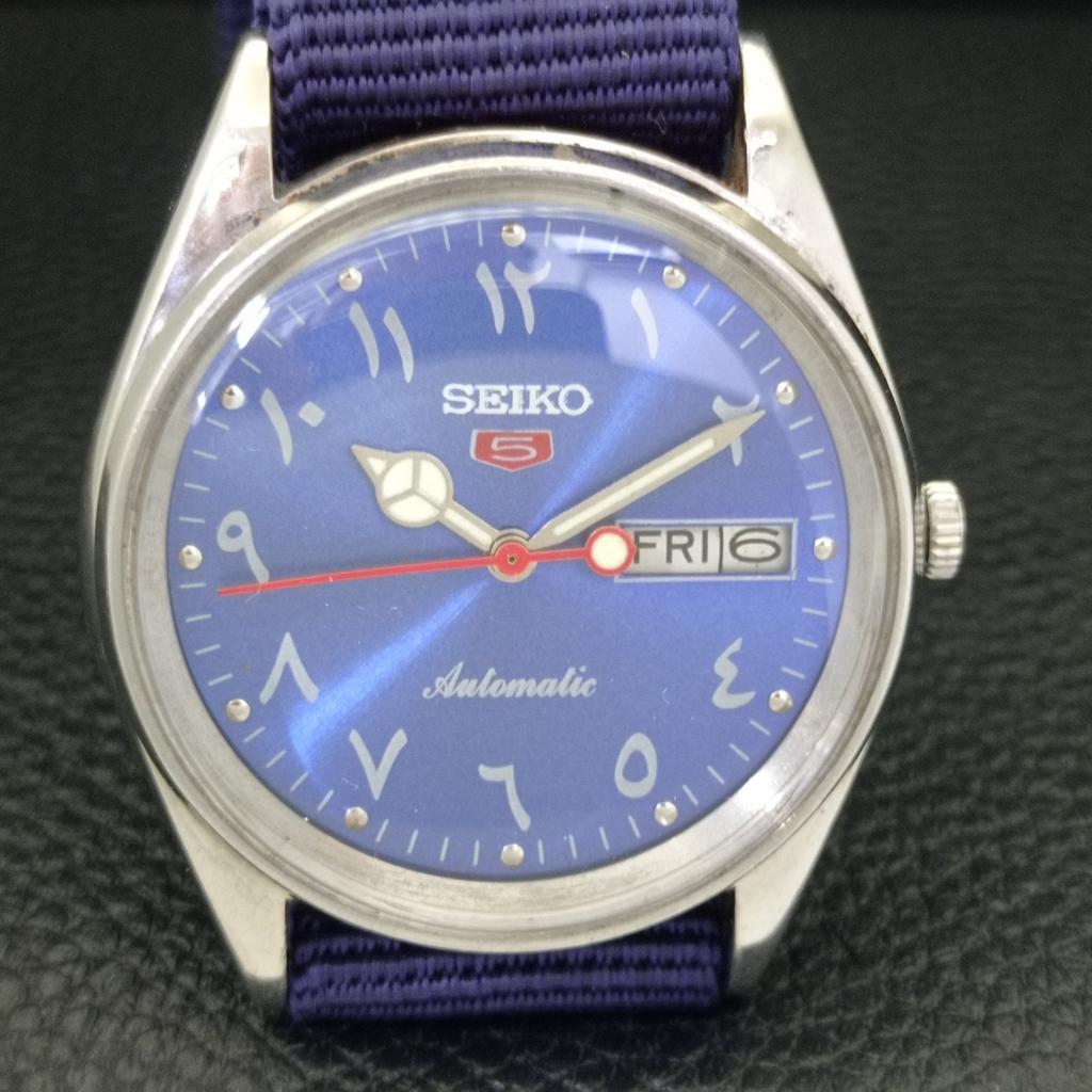 VINTAGE SEIKO 5 AUTOMATIC 6309A JAPAN MENS ARABIC BLUE DIAL WATCH a701550-5 R206b-a701550
