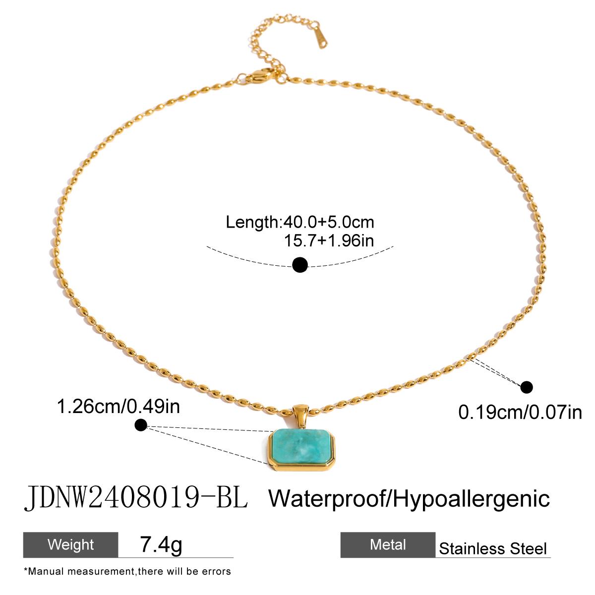 Youthway Нержавеющая сталь Квадратный Натуральный камень Амазонит Лазурит Нефрит Цепочка Ожерелье Модные Позолоченные Украшения