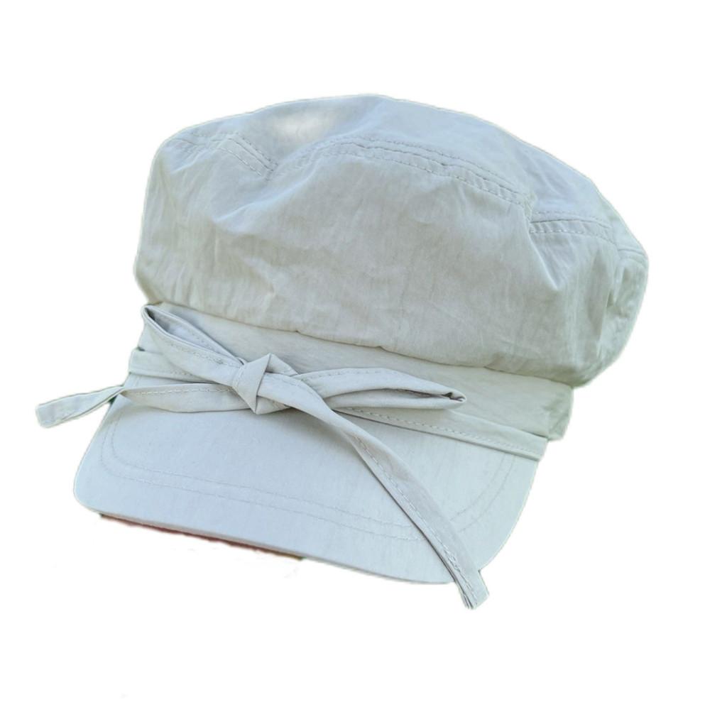 Stylish Beige Duckbill Cap With Unique Bowknot Design Perfect For Weather Warm
