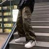 Pánské volné kalhoty Camouflage Více kapes Elastický pas U kotníků stažené Streetwear Jaro Podzim Hip Hop Volné kalhoty na sport