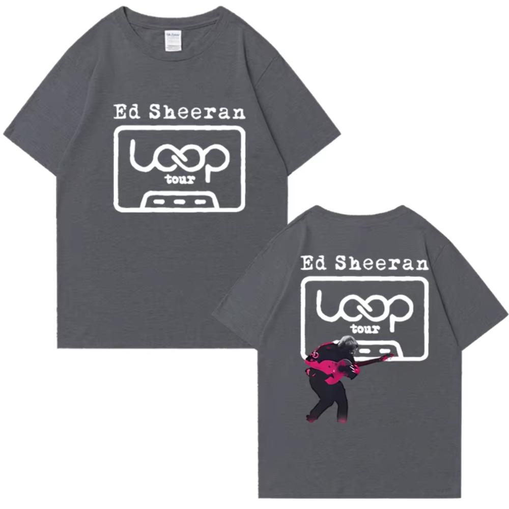 Hot Singer Ed Sheeran LOOP Tour 2025 Double Sided Graphic Short Sleeve Male T-shirt Printed Fashion T Shirt Men Women Cotton Top